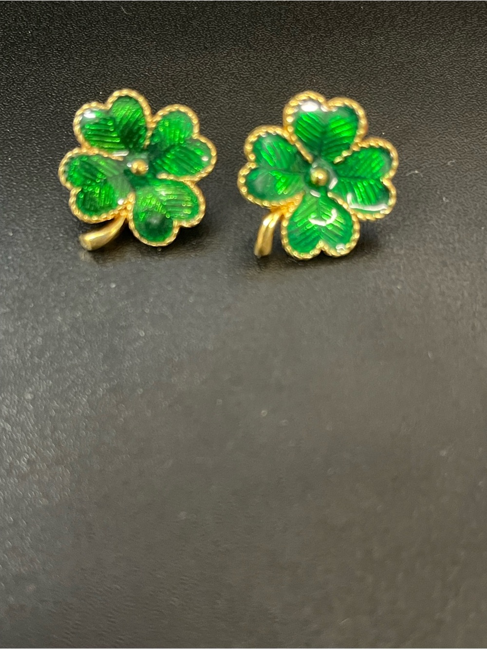 Green Four-Leaf Clover Enamel Earrings - Women Jewelry